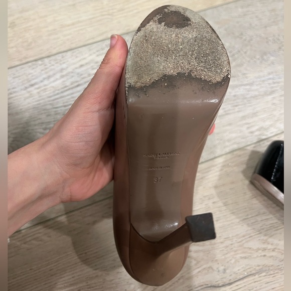 Saint Laurent Brown & Black Leather Tribtoo Platform Pumps Size 37 - Picture 7 of 11